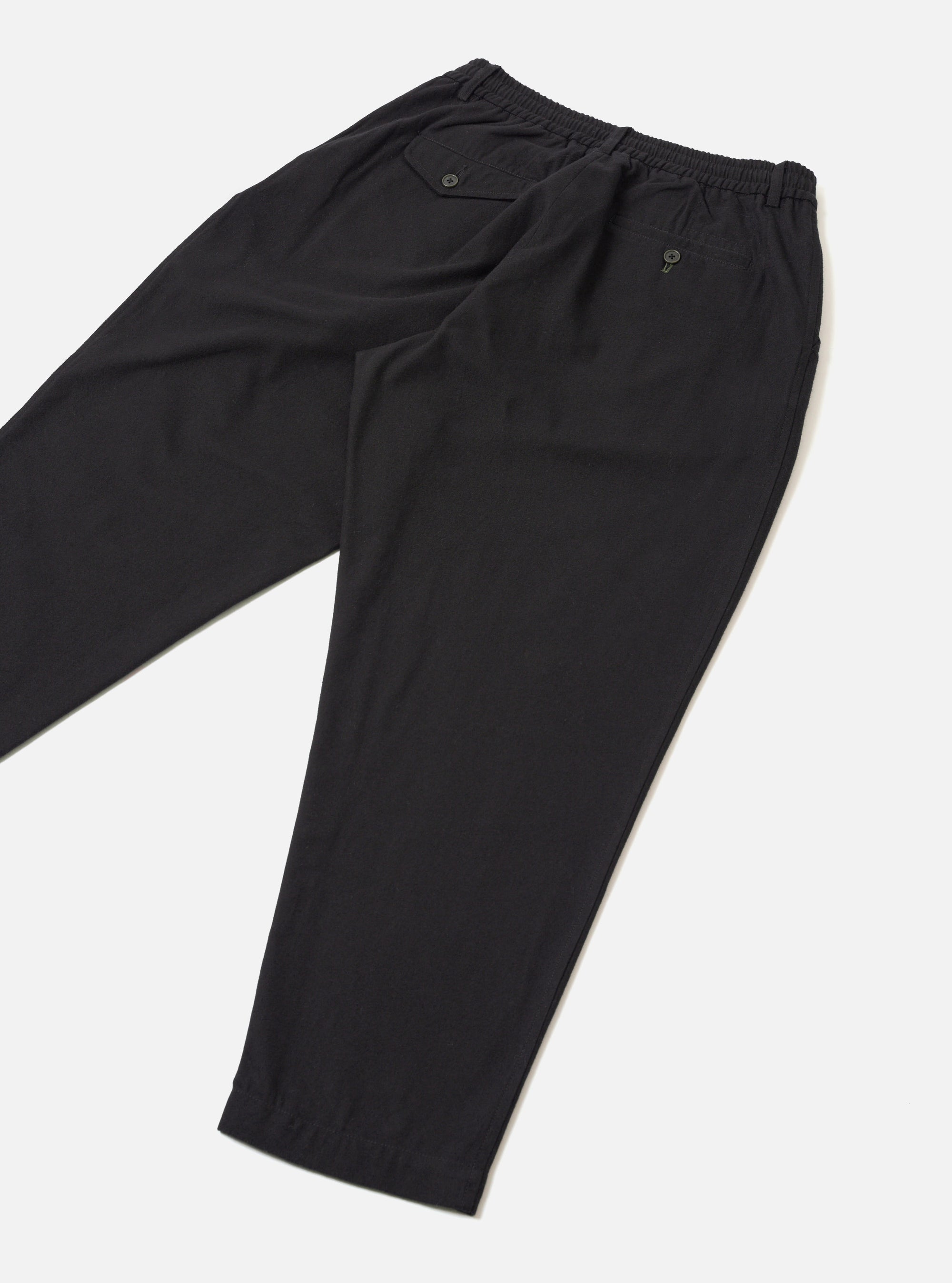 Black Brushed Moleskin Pleated Track Pant