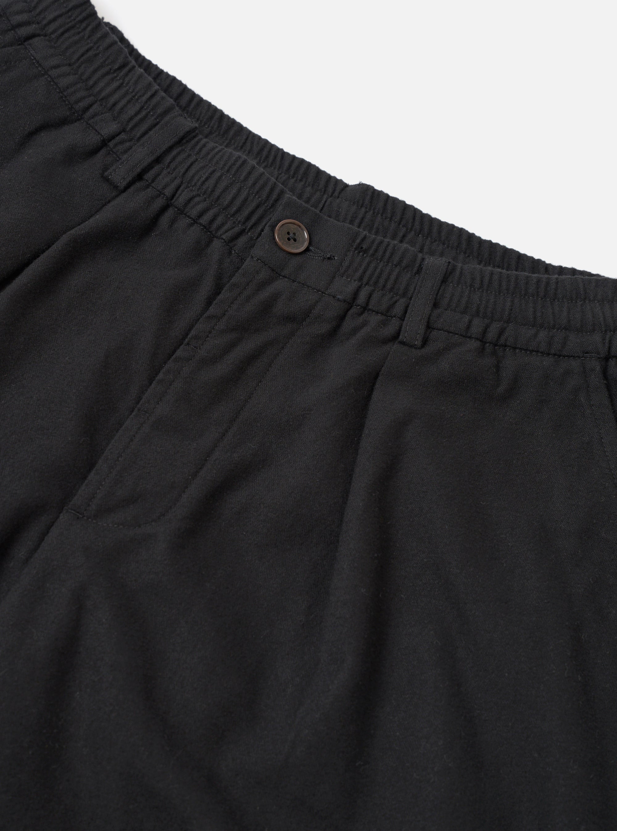 Black Brushed Moleskin Pleated Track Pant