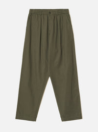Olive Brushed Moleskin Pleated Track Pant