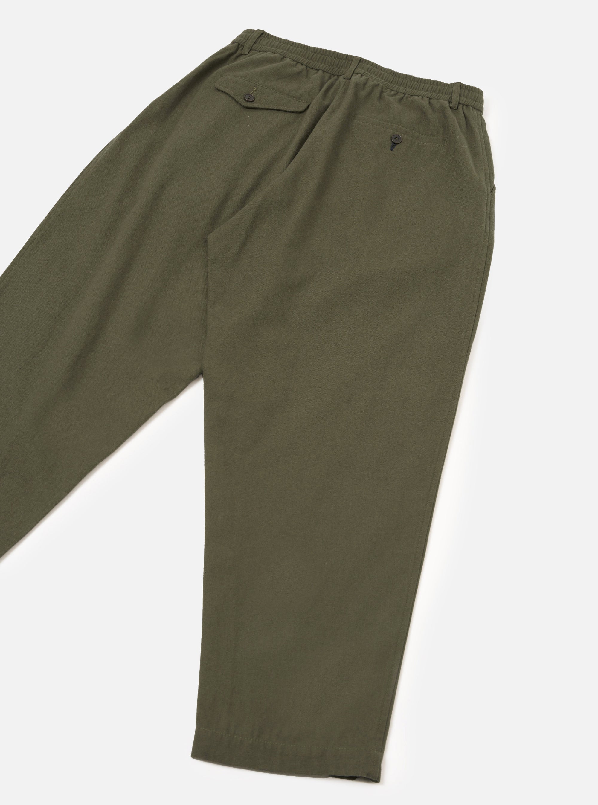 Olive Brushed Moleskin Pleated Track Pant