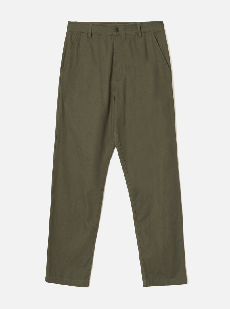 Olive Brushed Moleskin Military Chino