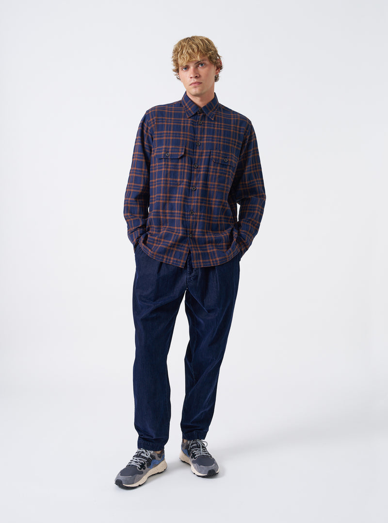 Navy/Brown Young Check CPO Shirt