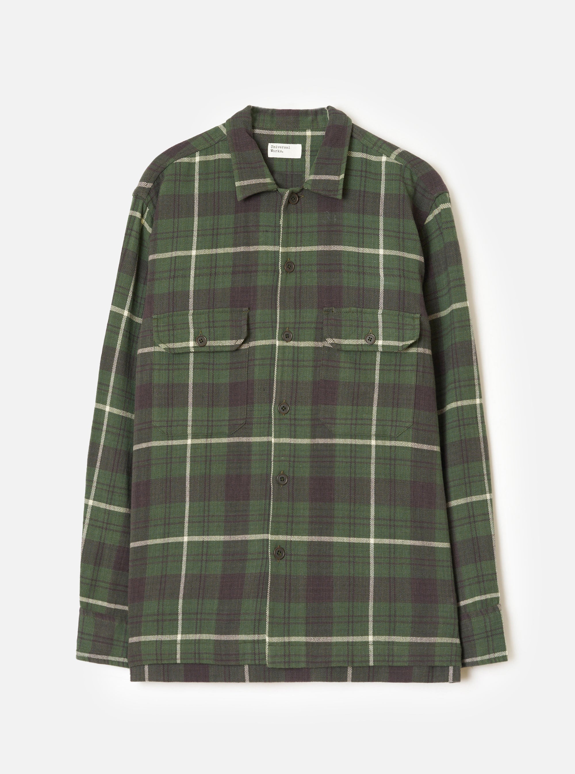 Olive Washed Check L/S Utility Shirt
