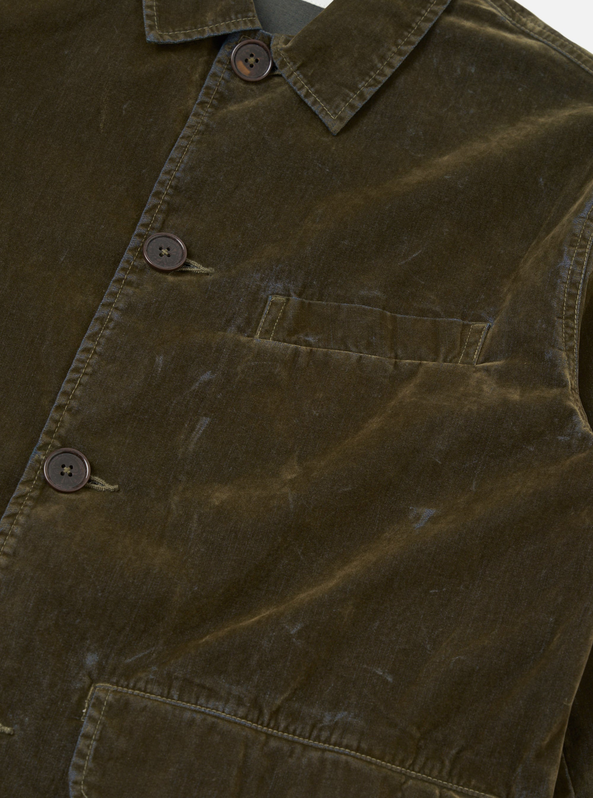 Olive Flock Chambray Warmus Jacket
