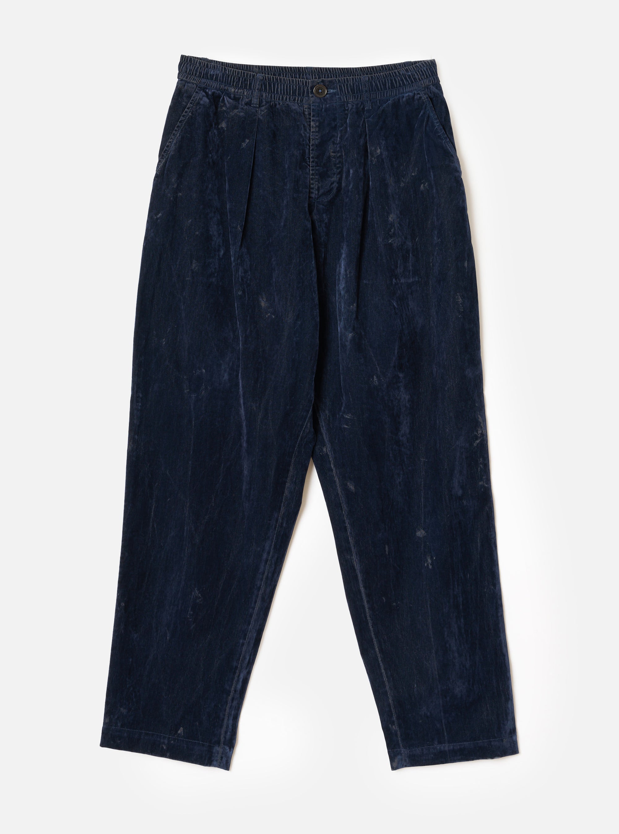 Navy Flock Chambray Pleated Track Pant