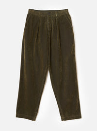 Olive Flock Chambray Pleated Track Pant