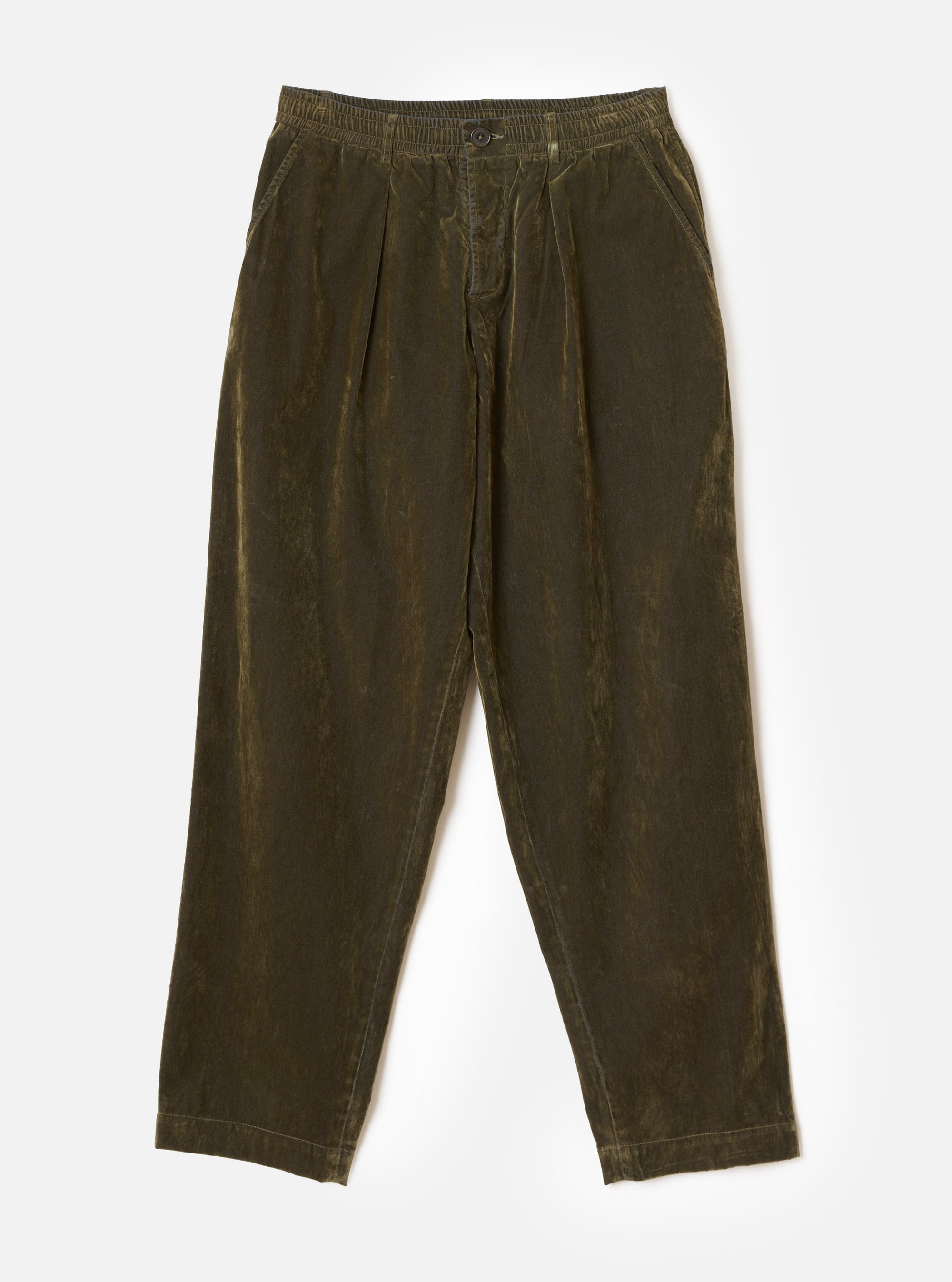 Olive Flock Chambray Pleated Track Pant