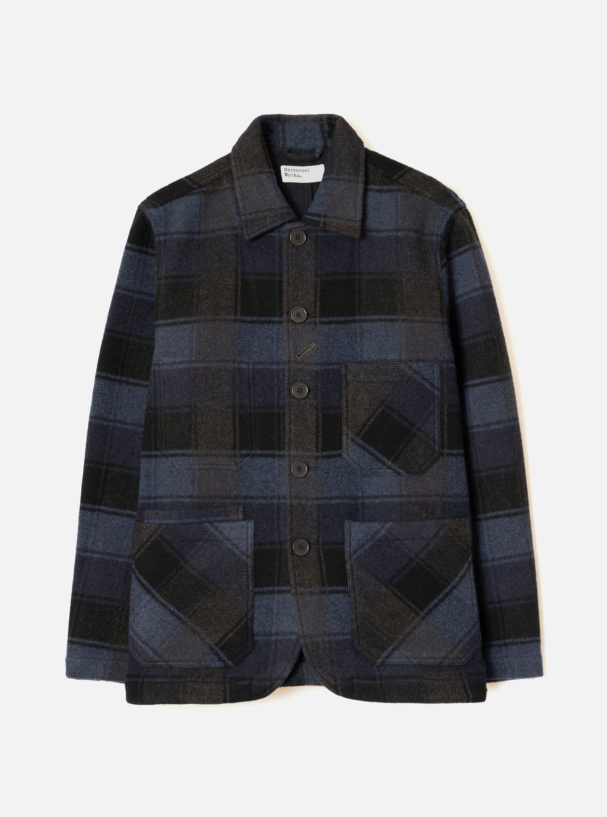 Navy/Brown Berlin Wool Check OG Bakers Chore Jacket