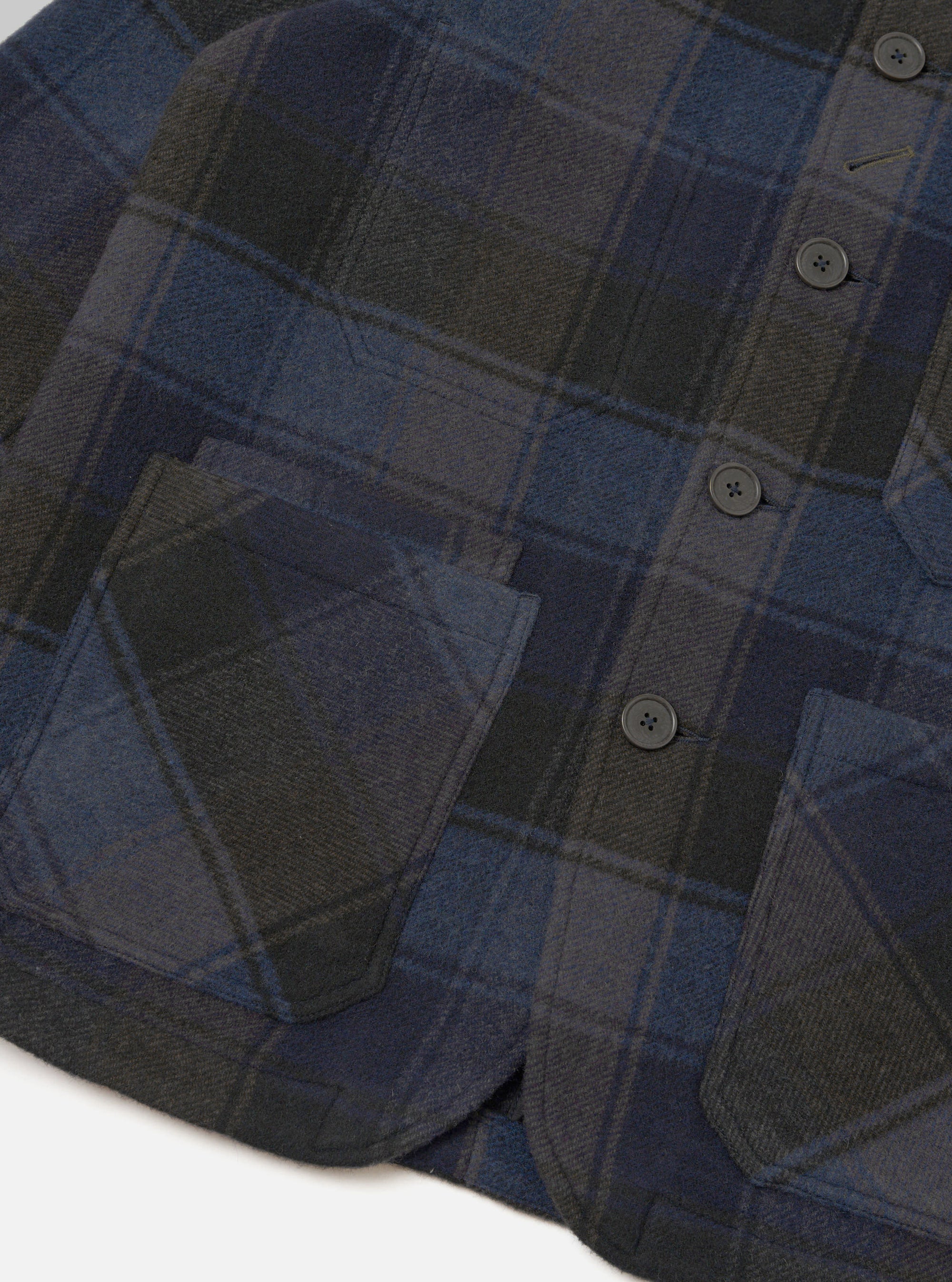 Navy/Brown Berlin Wool Check OG Bakers Chore Jacket
