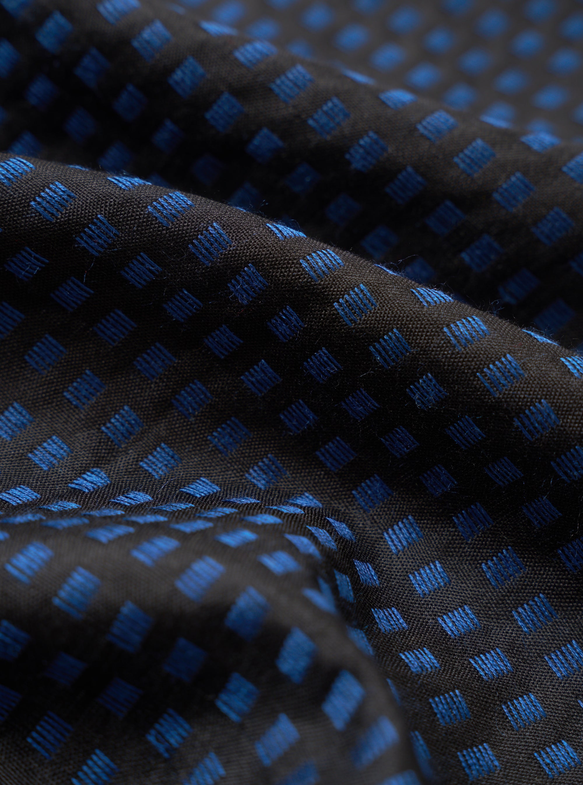 Black/Blue Jacquard Silk Scarf
