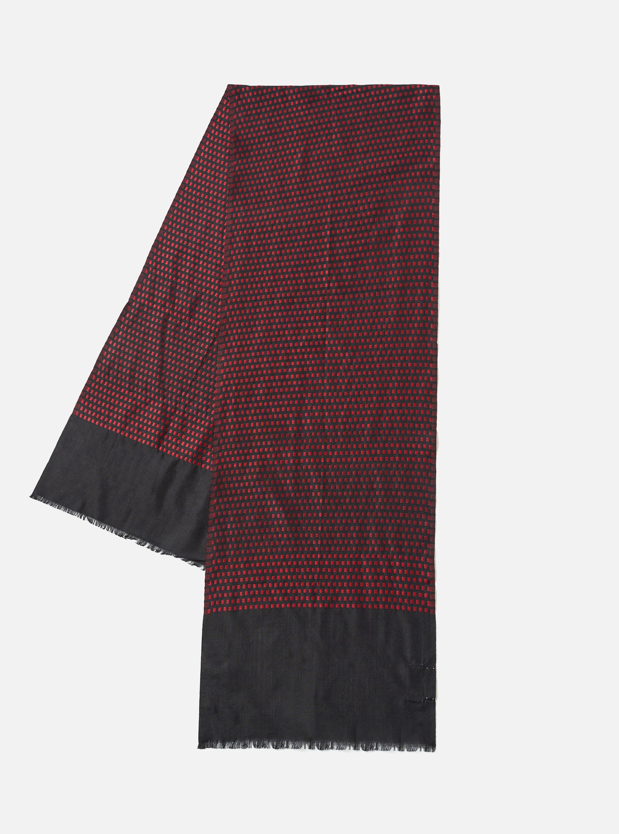 Black/Red Jacquard Silk Scarf