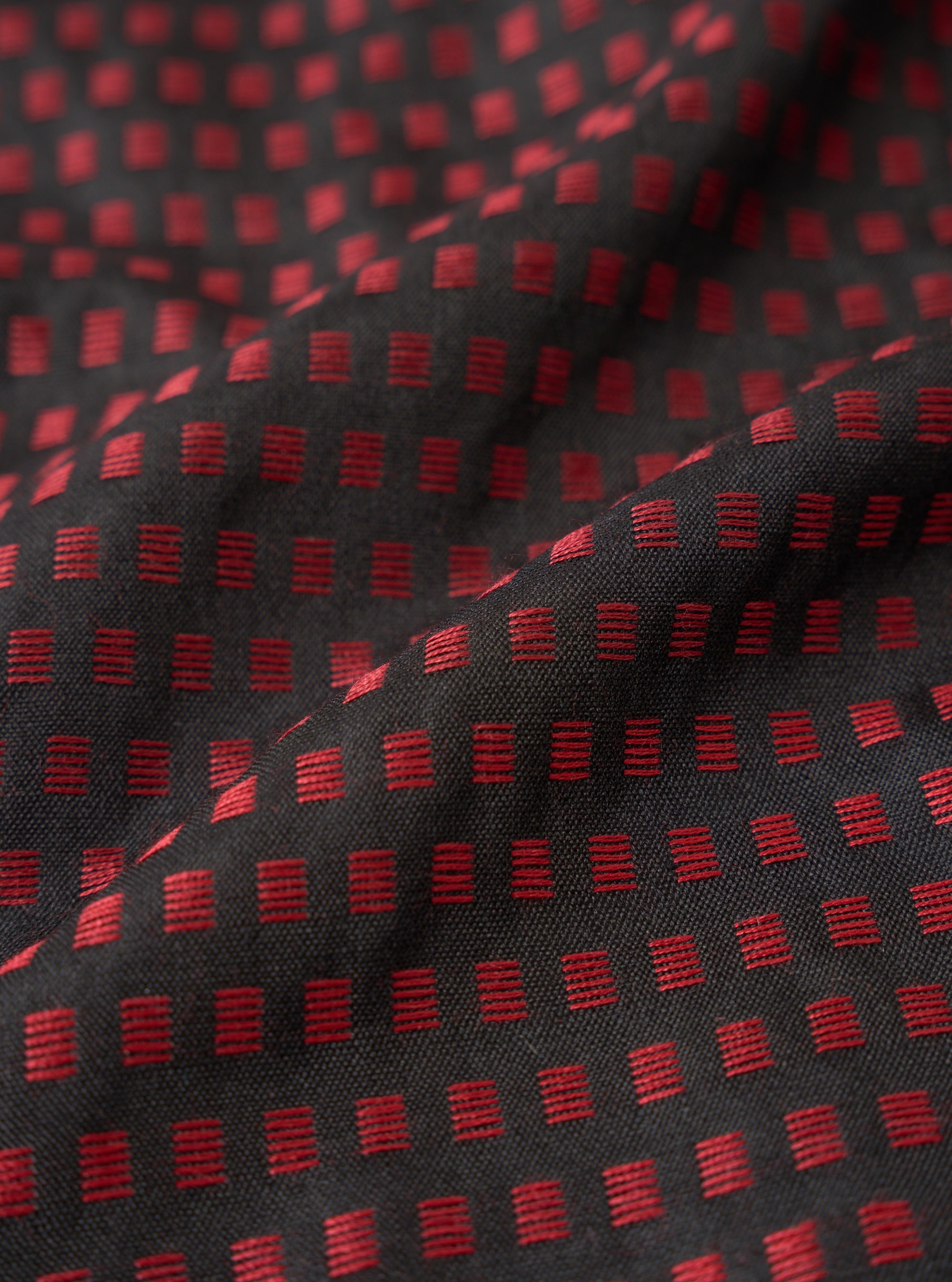 Black/Red Jacquard Silk Scarf