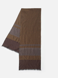 Brown/Sky/Gold Jacquard Silk Scarf