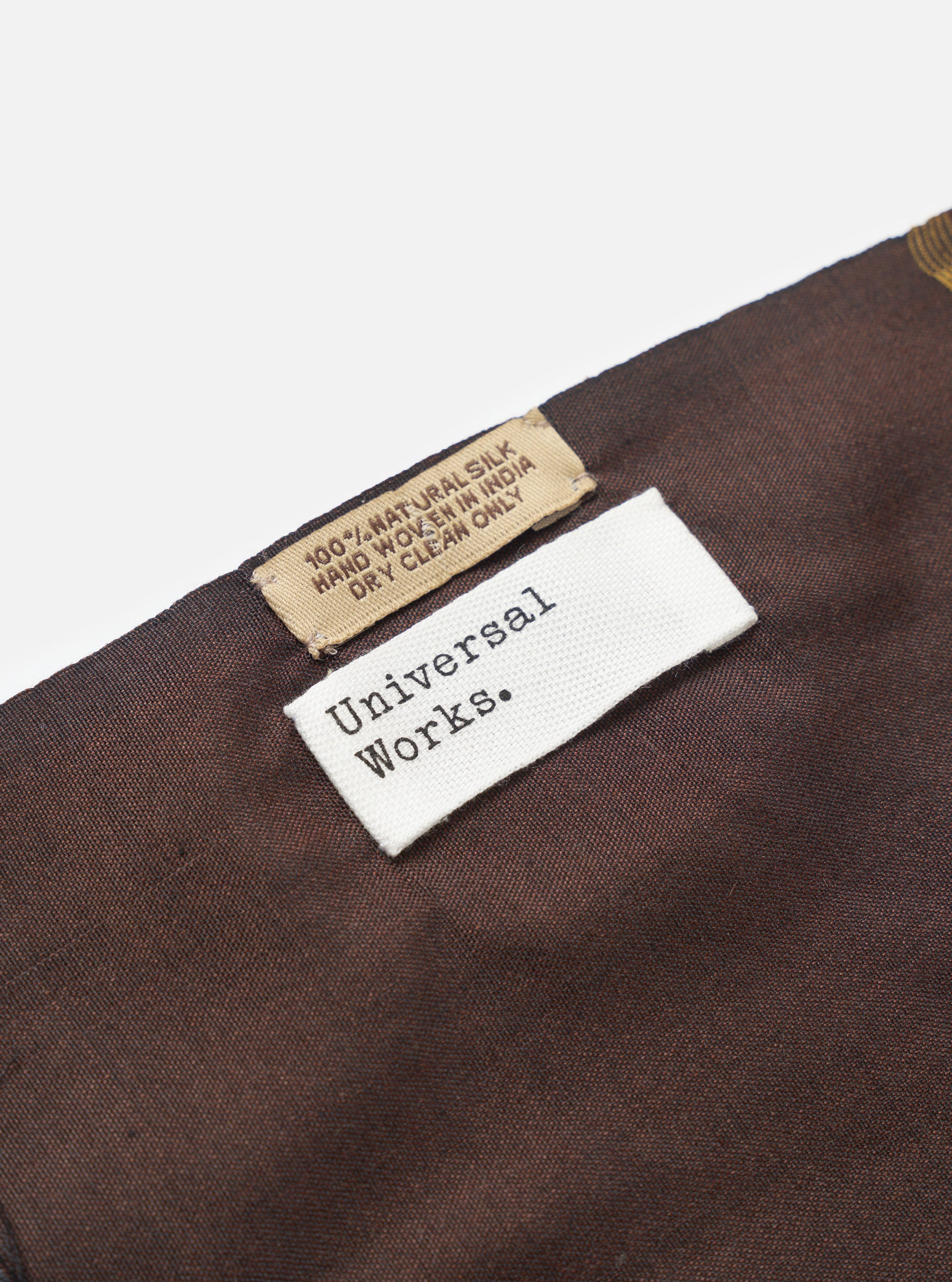 Brown/Sky/Gold Jacquard Silk Scarf