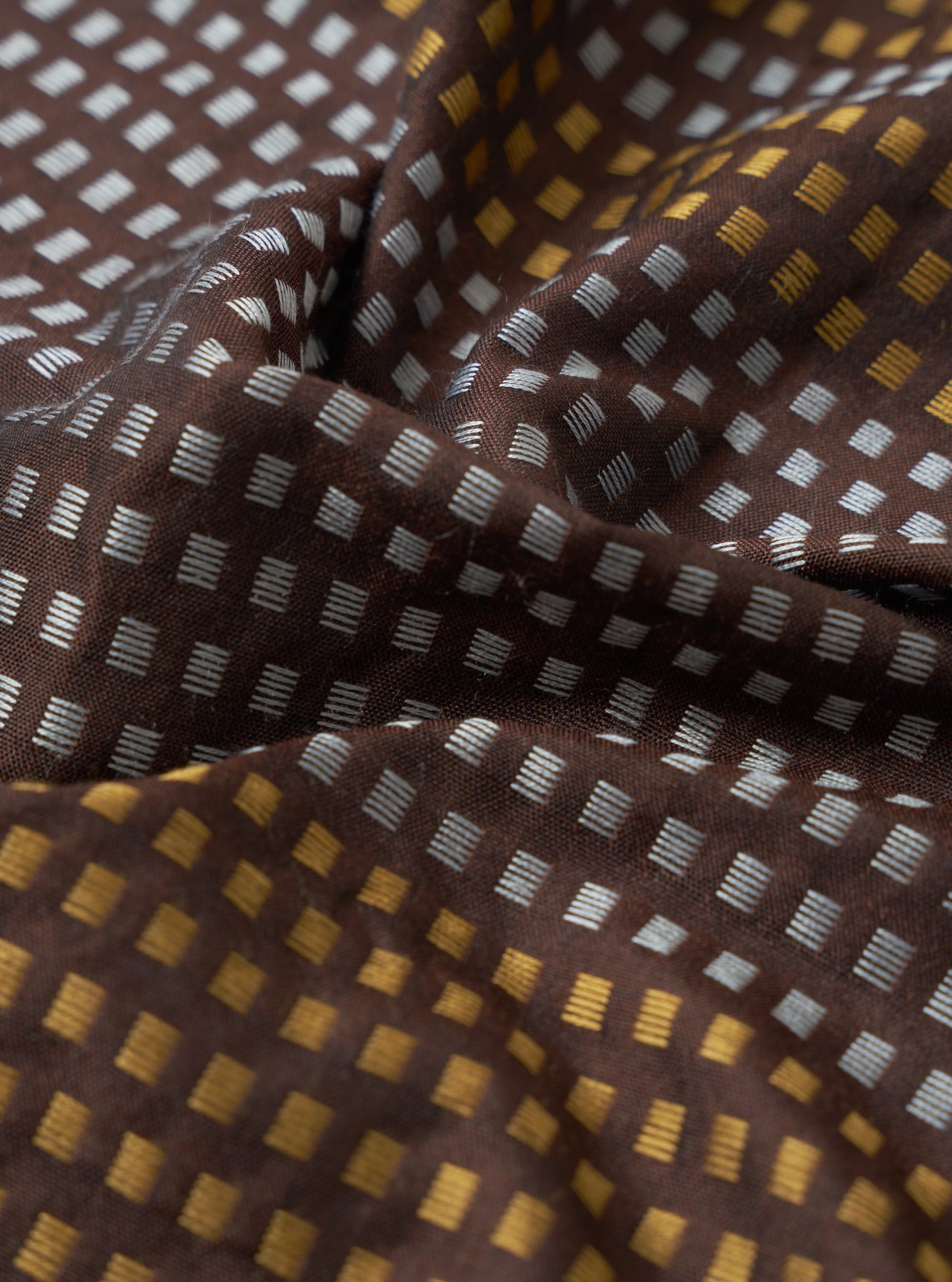Brown/Sky/Gold Jacquard Silk Scarf