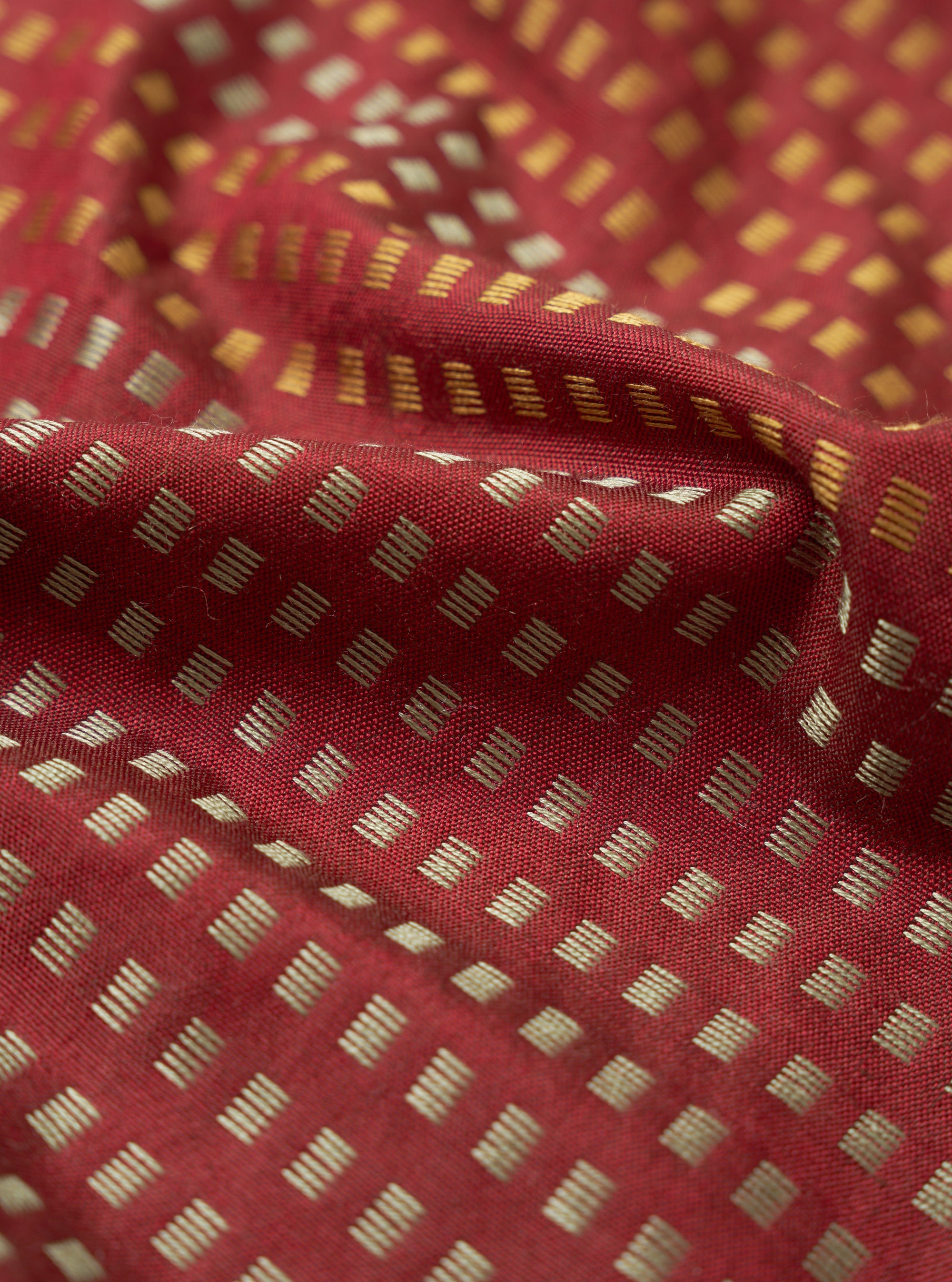 Red/Silver/Gold Jacquard Silk Scarf
