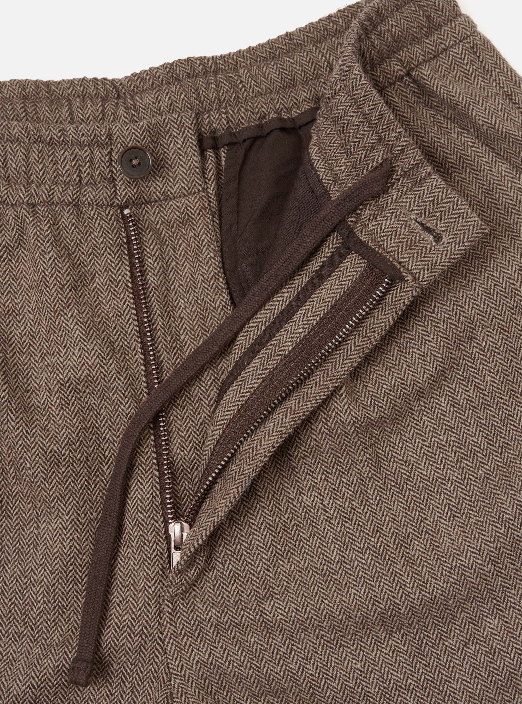 Brown Wool Herringbone Gillespie Pant