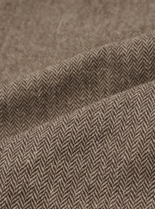 Brown Wool Herringbone Gillespie Pant