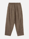Brown Wool Herringbone Pleated Track Pant