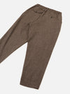 Brown Wool Herringbone Pleated Track Pant
