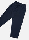 Navy Wool Herringbone Pleated Track Pant