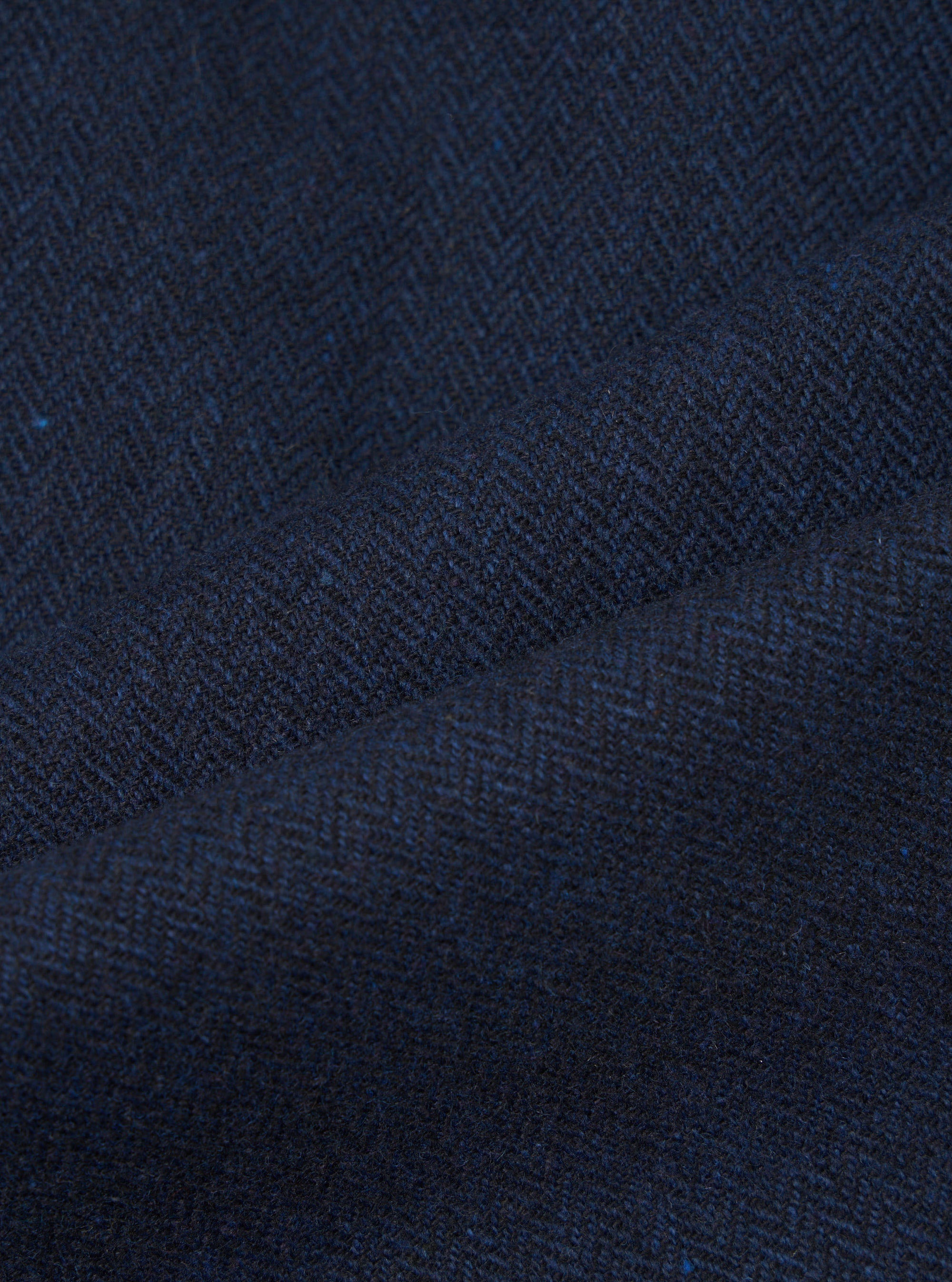 Navy Wool Herringbone Pleated Track Pant