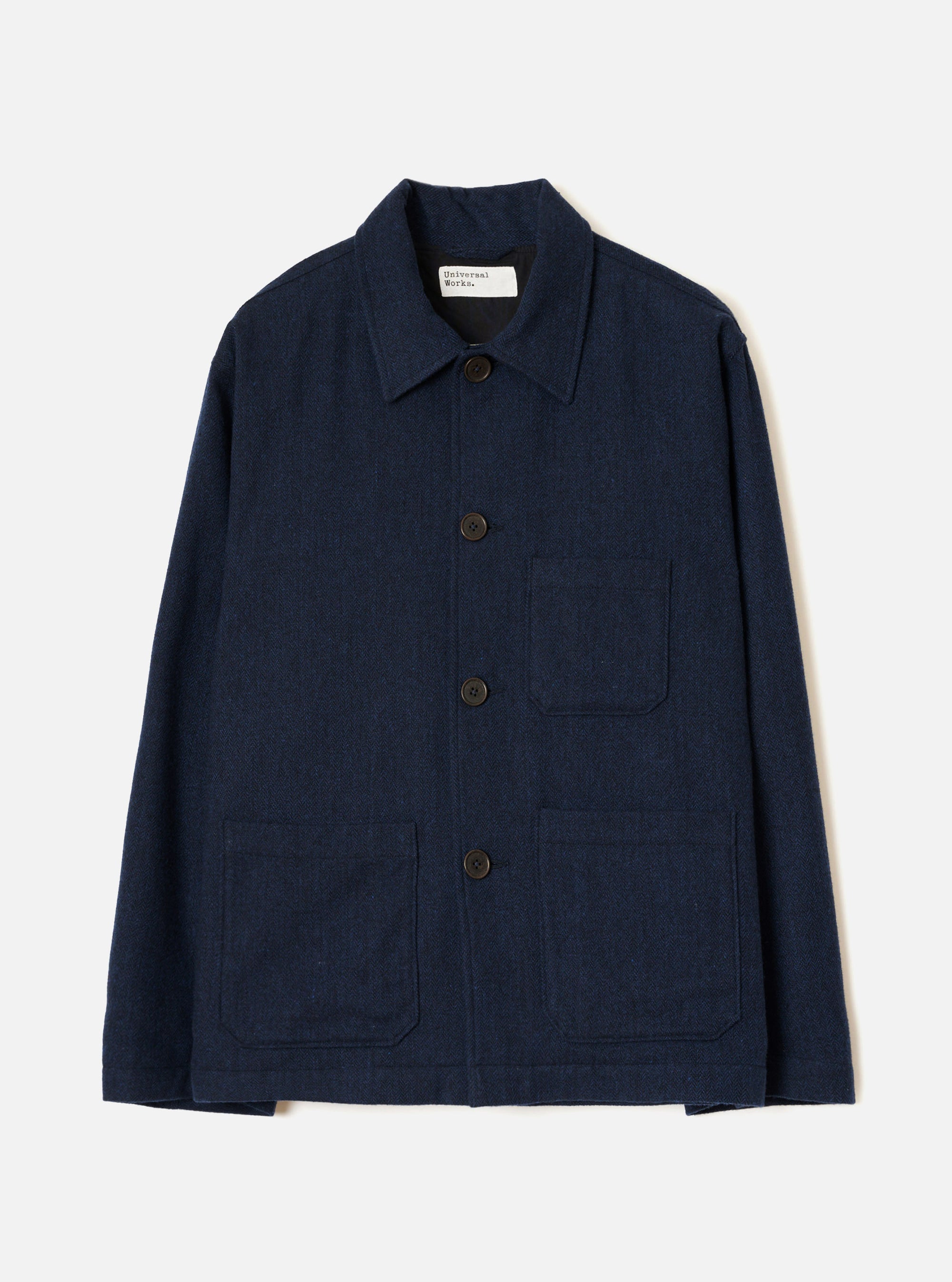Navy Wool Herringbone Ives Jacket
