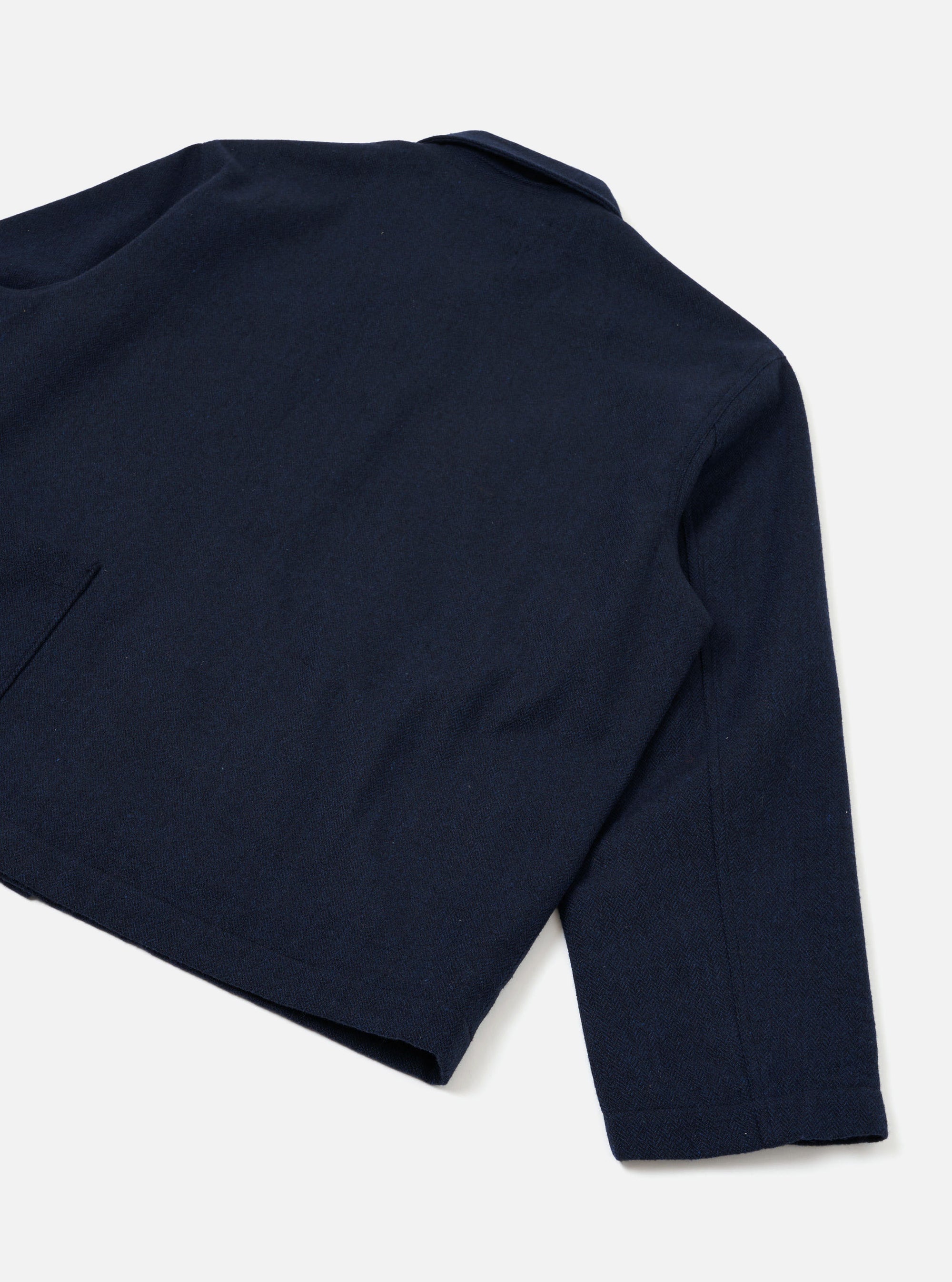 Navy Wool Herringbone Ives Jacket