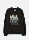 Black Brush Back Sweat UW UW Print Raglan Sweatshirt