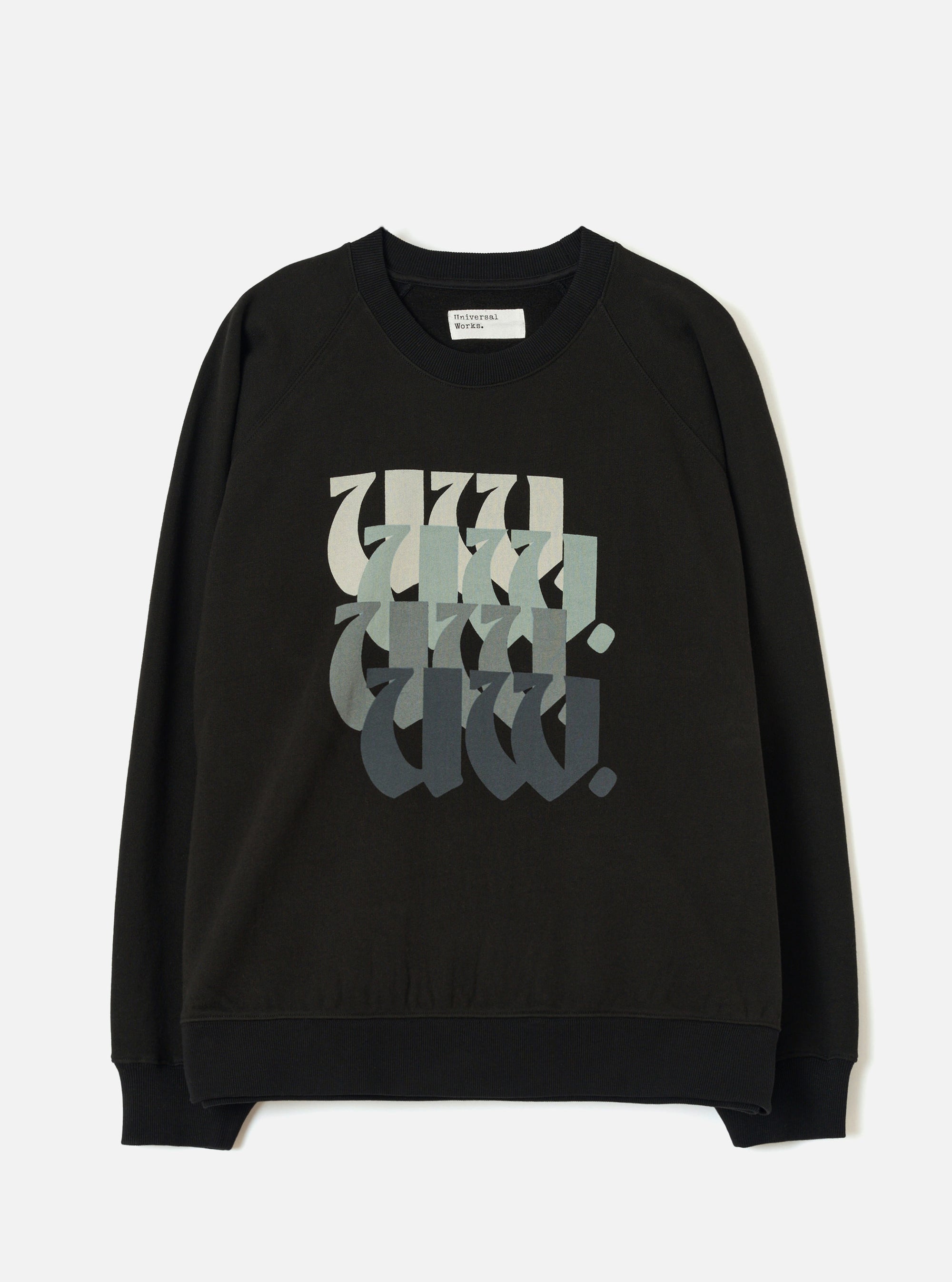 Black Brush Back Sweat UW UW Print Raglan Sweatshirt