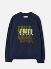 Navy Brush Back Sweat UW UW Print Raglan Sweatshirt