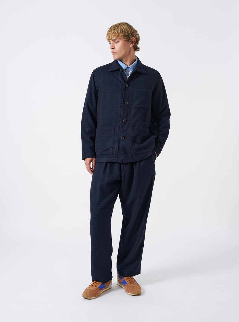 Navy Bob Wool Mix Oxford Pant