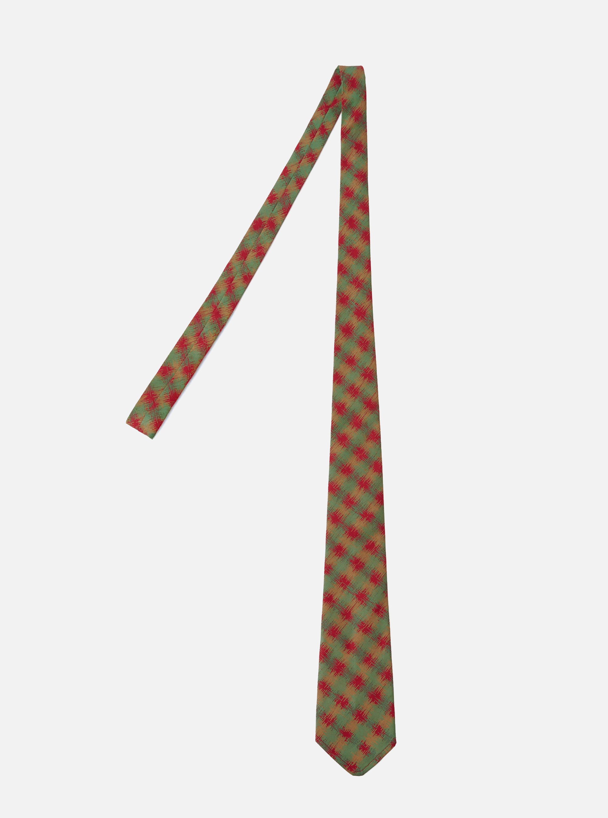 Red/Green/Mustard Sound Wave Rayon Tie