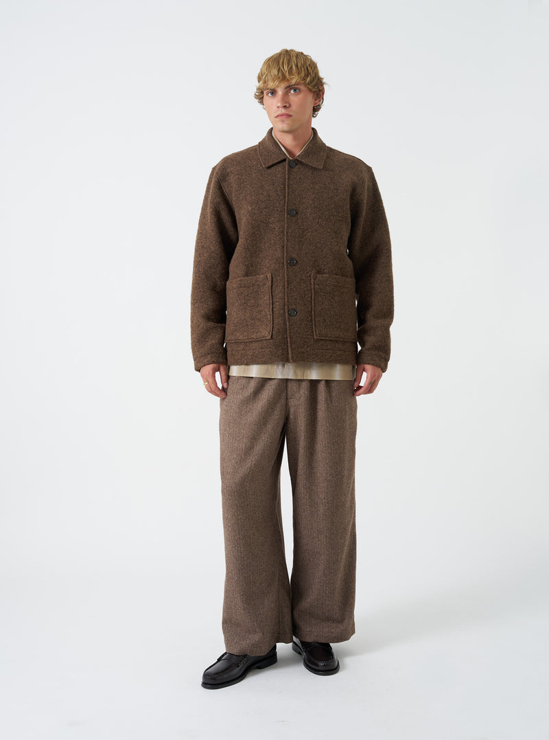 Brown Marl Wool Fleece Rams Jacket
