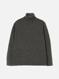 Black Wool Fleck Roll Neck