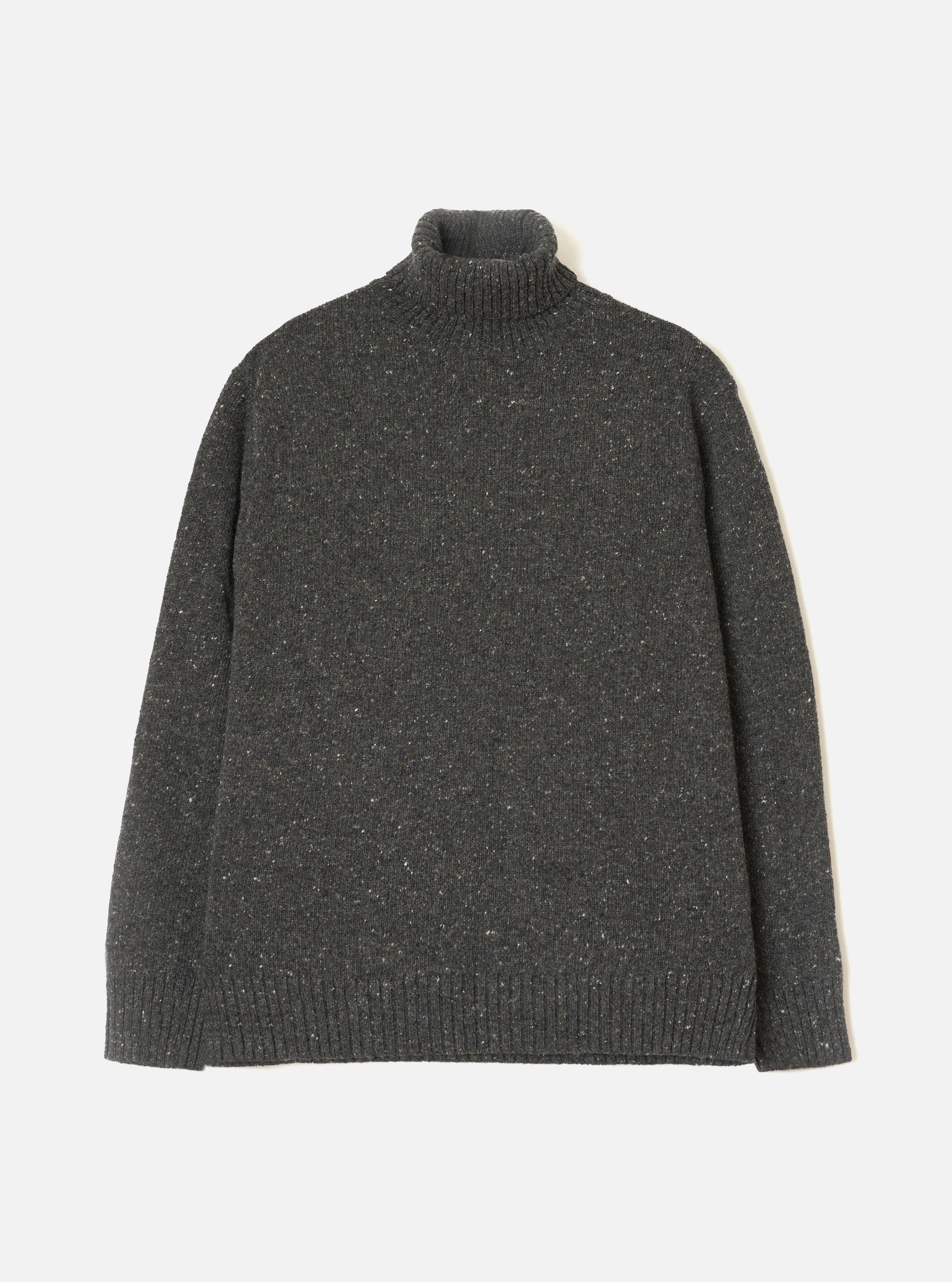 Black Wool Fleck Roll Neck