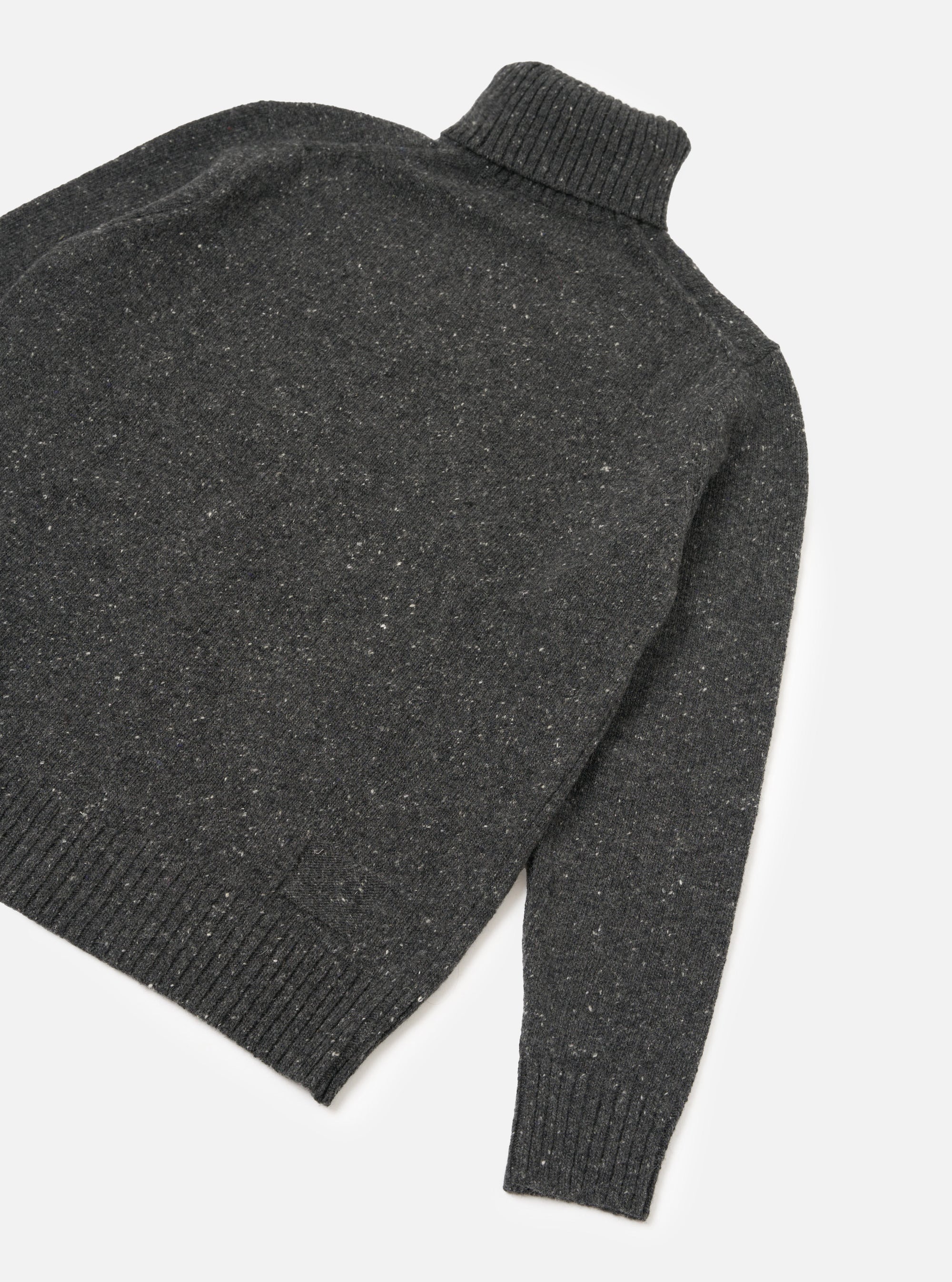 Black Wool Fleck Roll Neck