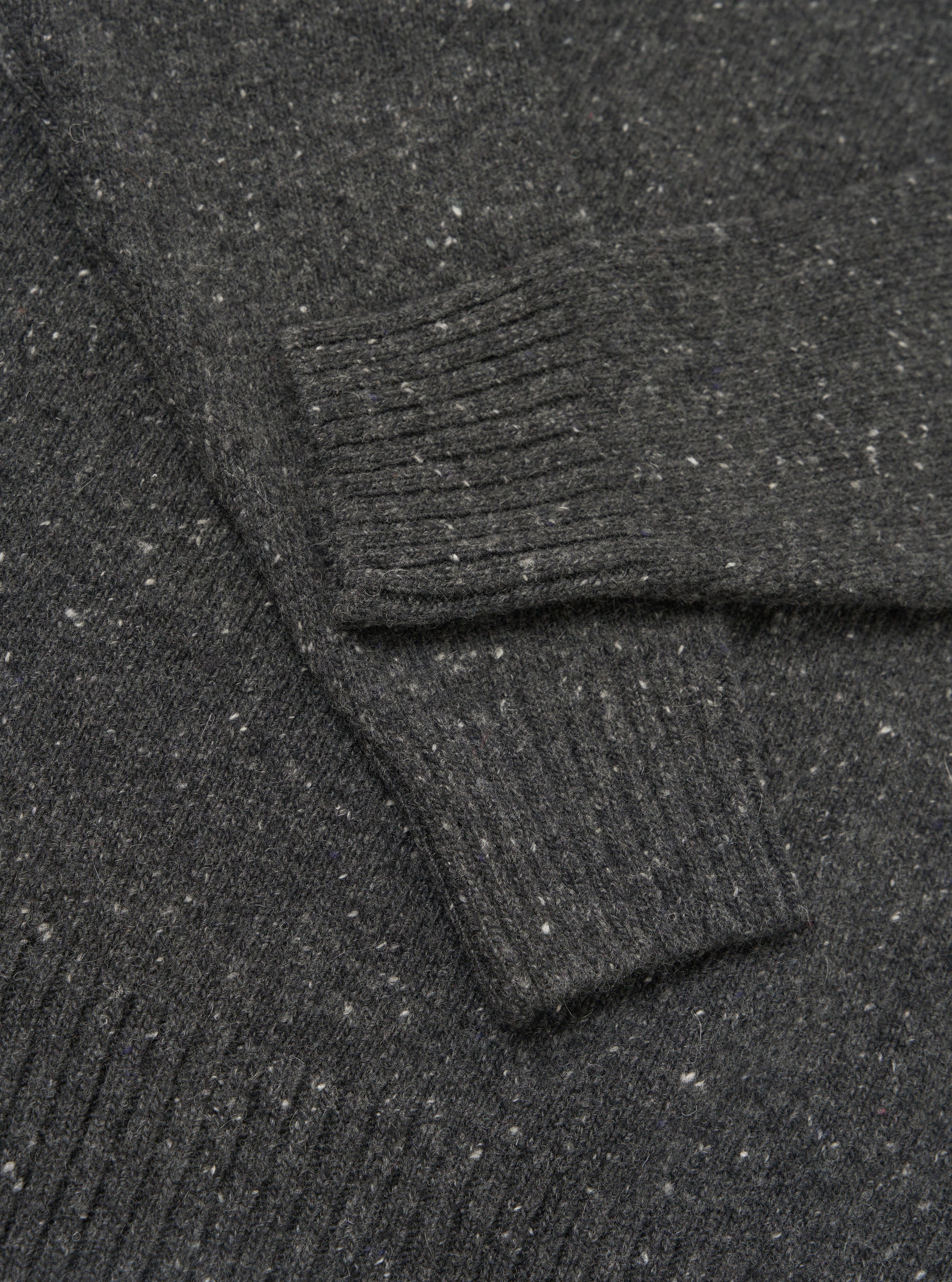 Black Wool Fleck Roll Neck