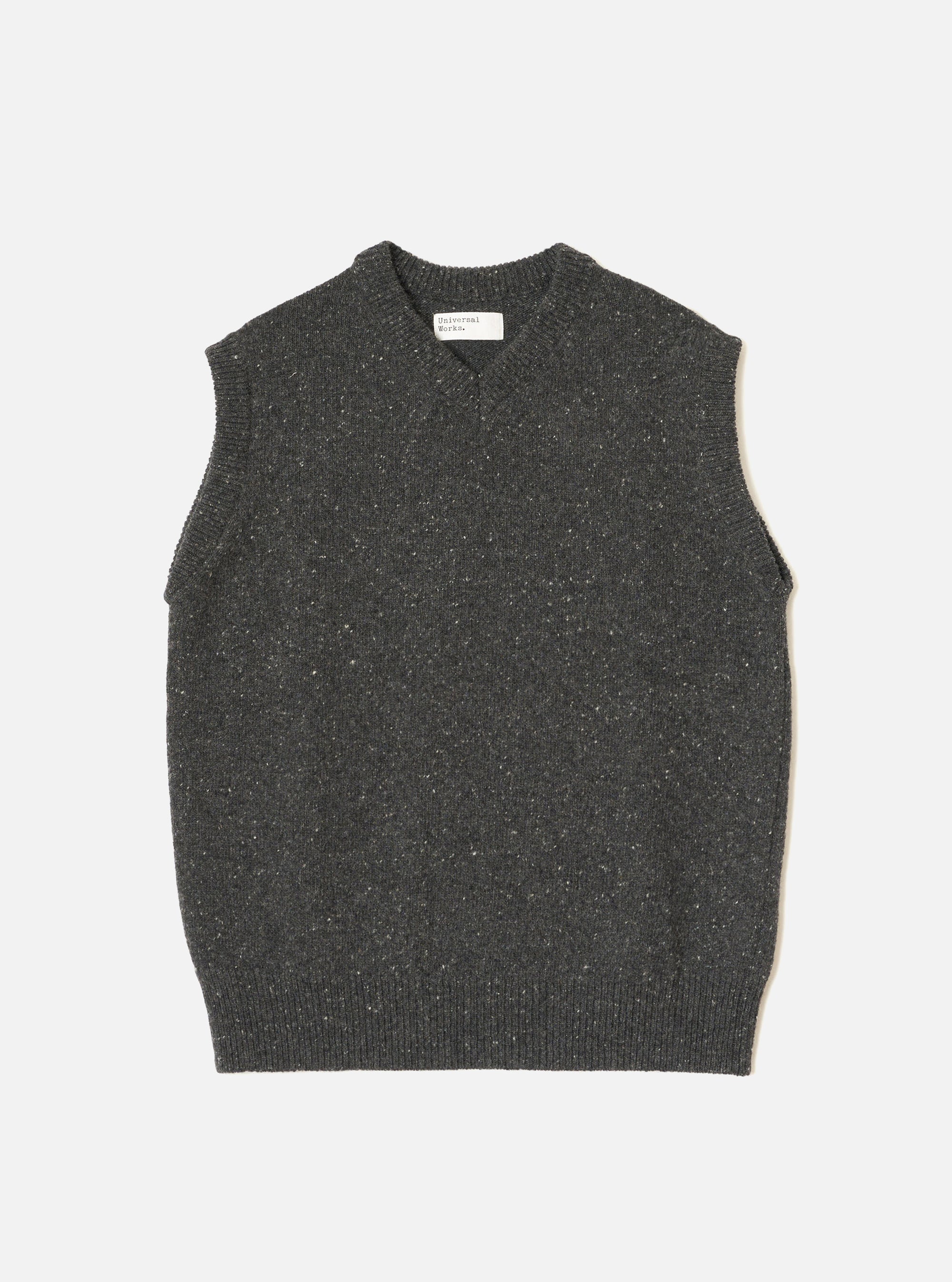 Black Wool Fleck Sweater Vest