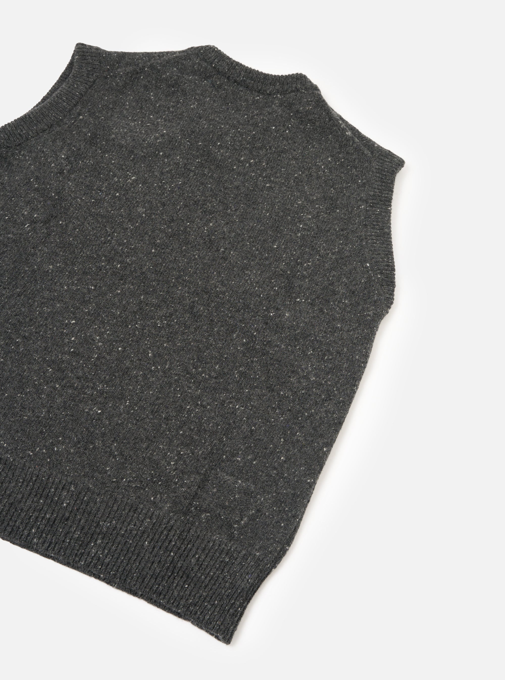 Black Wool Fleck Sweater Vest