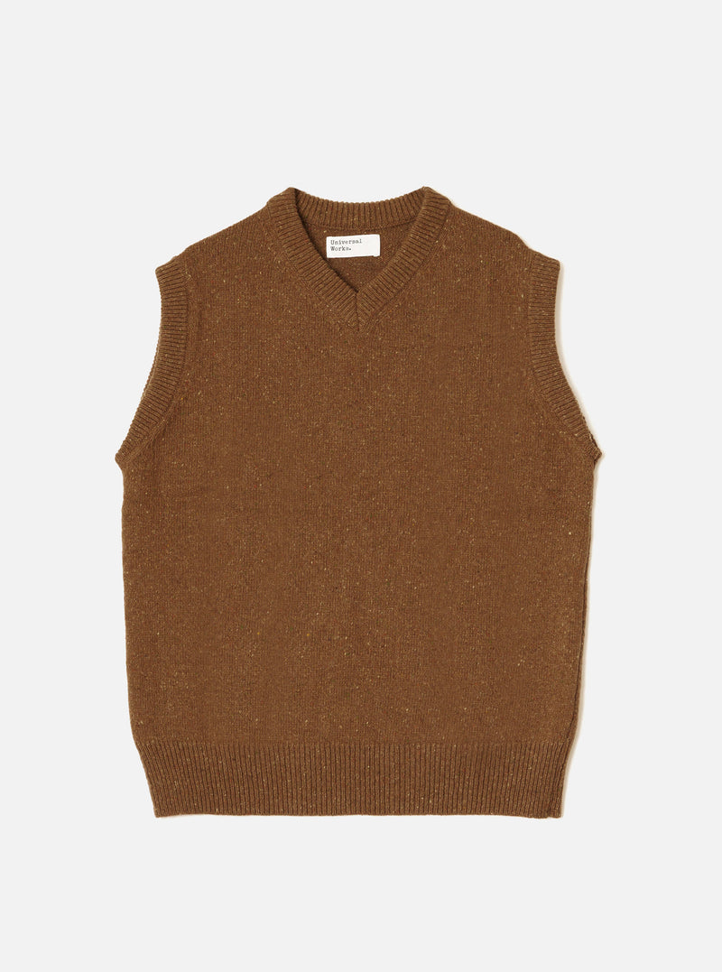 Brown Wool Fleck Sweater Vest