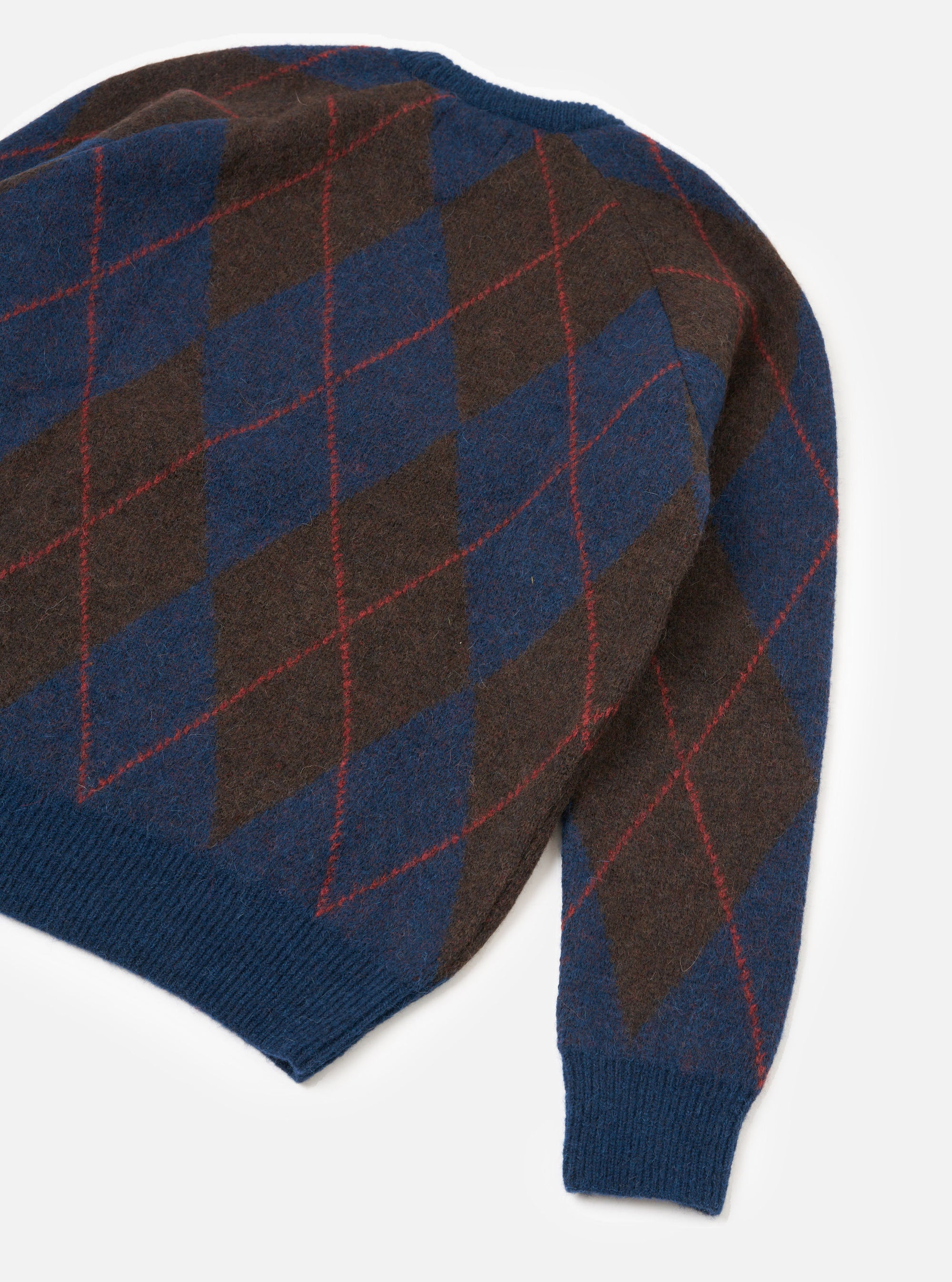 Navy Alpaca Argyle Lyon Crew