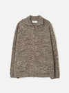 Ecru/Brown Lambswool Zip Cardigan