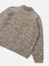 Ecru/Brown Lambswool Zip Cardigan