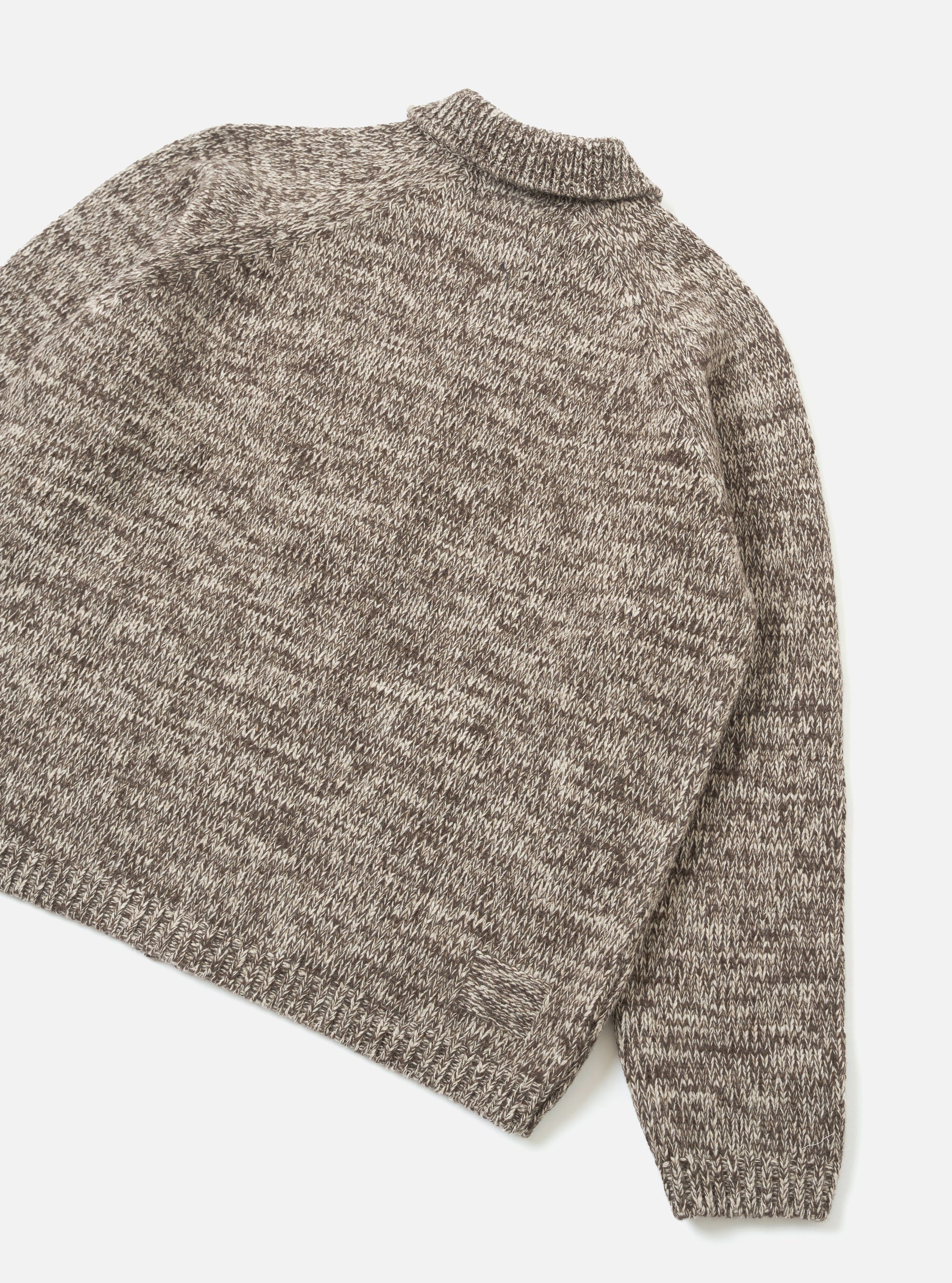 Ecru/Brown Lambswool Zip Cardigan