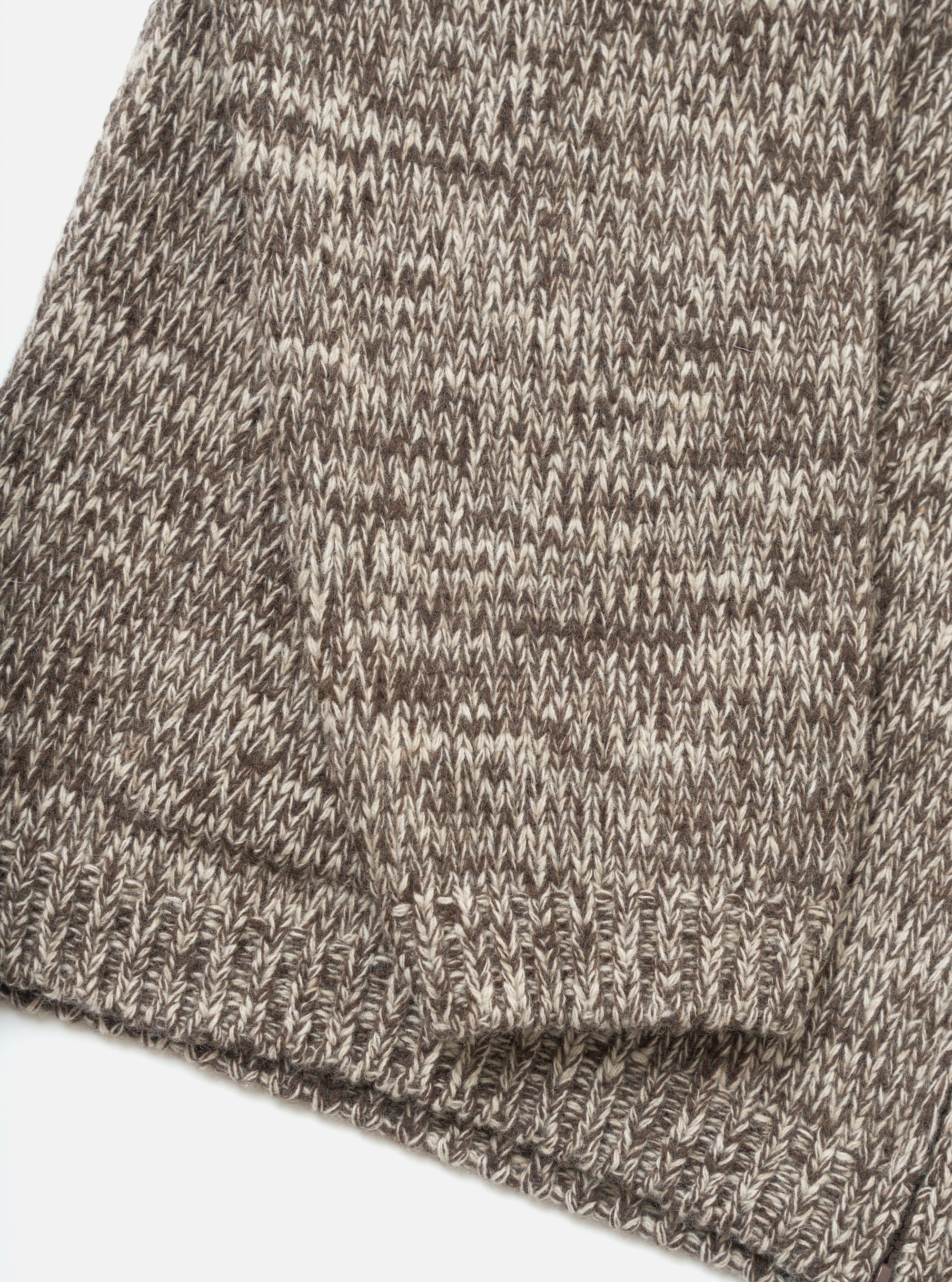 Ecru/Brown Lambswool Zip Cardigan
