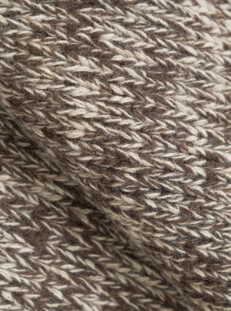 Ecru/Brown Lambswool Zip Cardigan