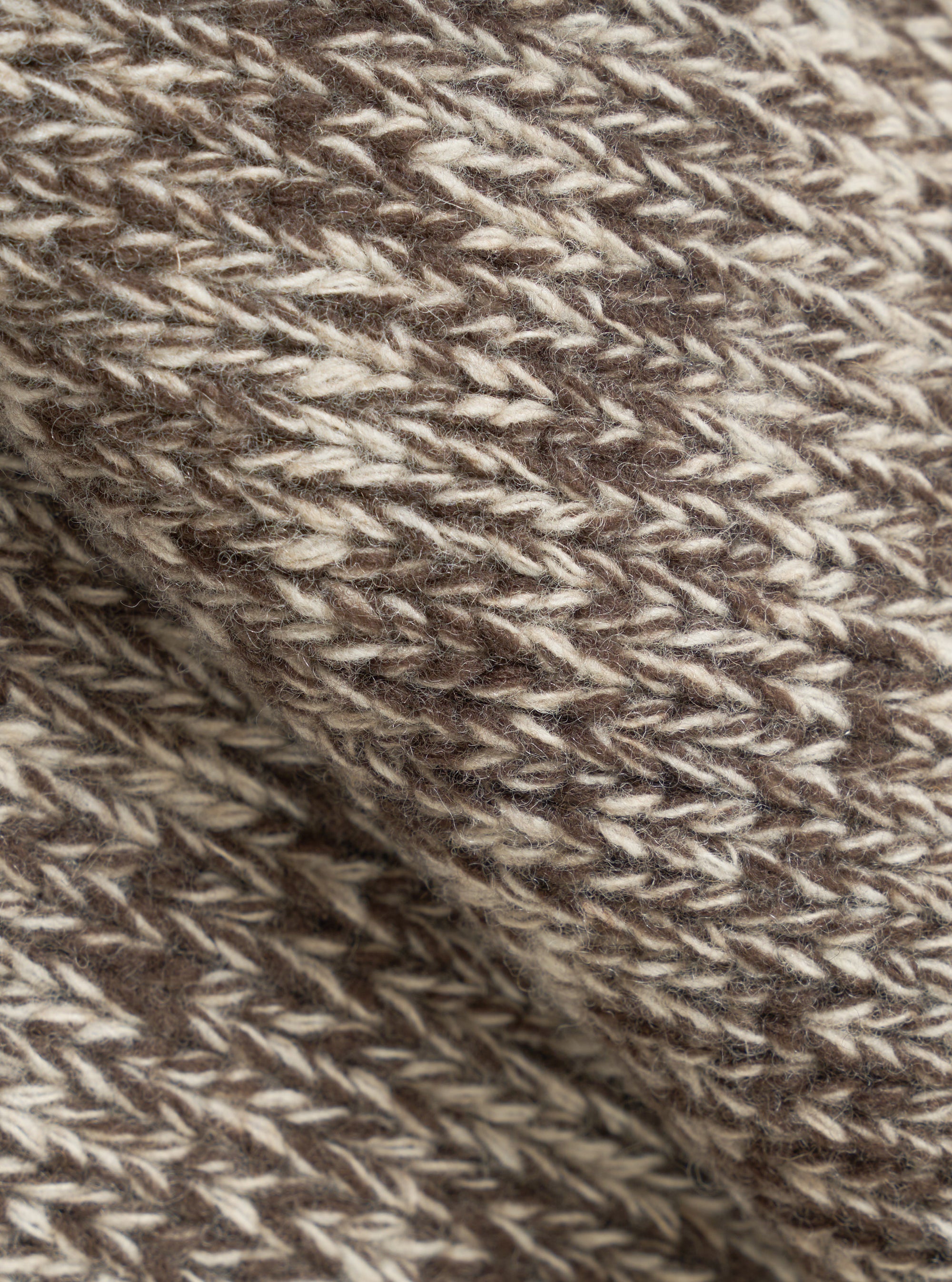Ecru/Brown Lambswool Zip Cardigan