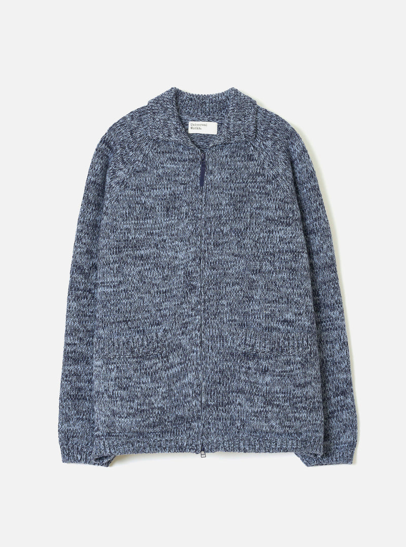 Sky/Navy Lambswool Zip Cardigan