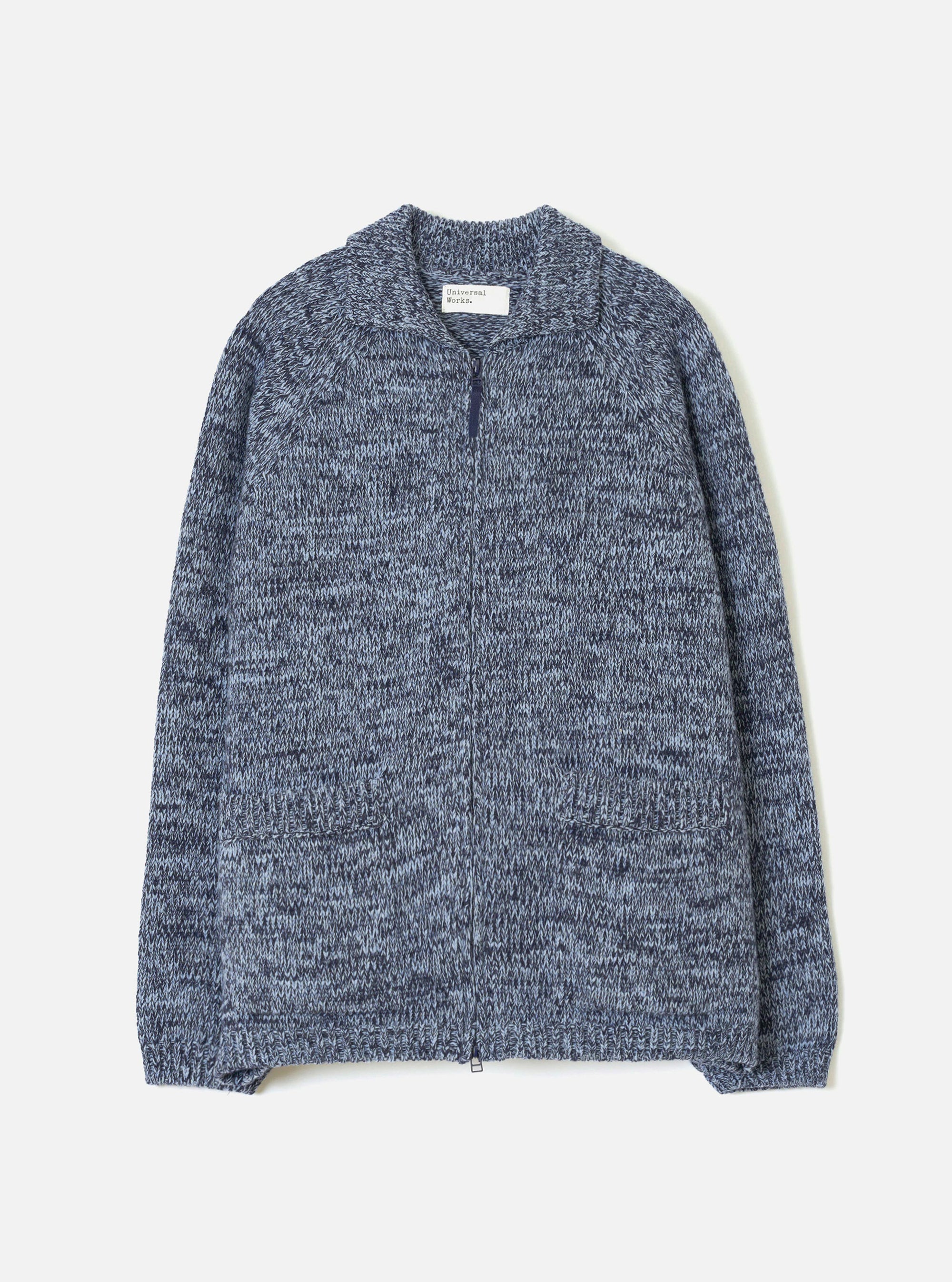 Sky/Navy Lambswool Zip Cardigan